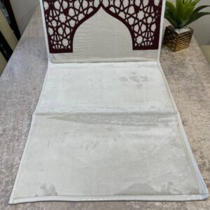 Premium Quality Foldable Prayer Mat with Backrest, Chenille Fabric | Extra Padding for Extra Comfort