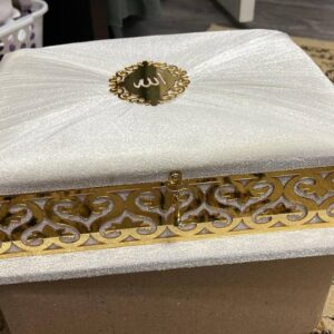 Personalized Velvet Quran Box Islamic Gift Set | Islamic Muslim Wedding Gift | Eid Gift | Birthday Gift | Graduation Gift - white